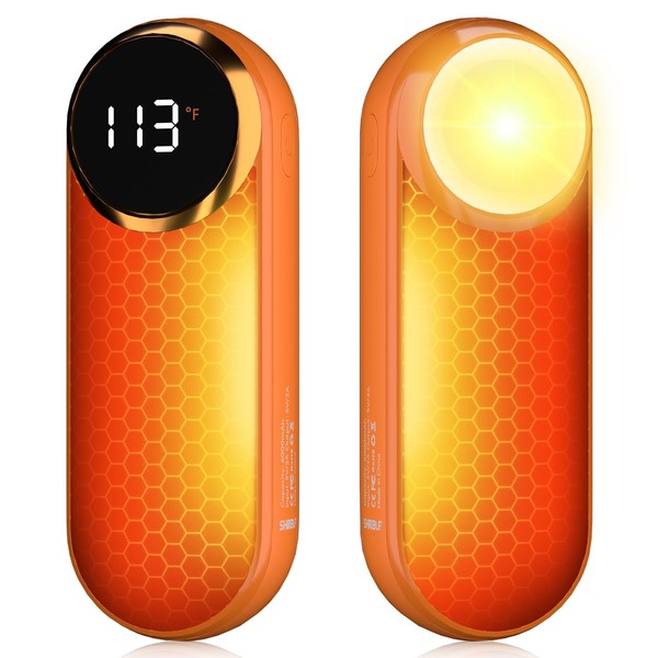 Hand Warmers Rechargeable,12000mAh Electric Hand Warmers with Light, 2 Pack