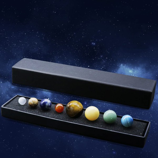 Solar System Eight Planets Decorations Tumbled Chakra Reiki Healing Crystal Gemstones Ball Set Home Office Desk Decorations