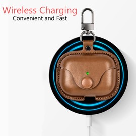 UMUBUHOMS Case for AirPods 4 Leather Cover Support Wireless Chargin, MagSafe with Keychain Airpods Strap - Compatible with AirPods 4th Generation (2024) Case (Brown)