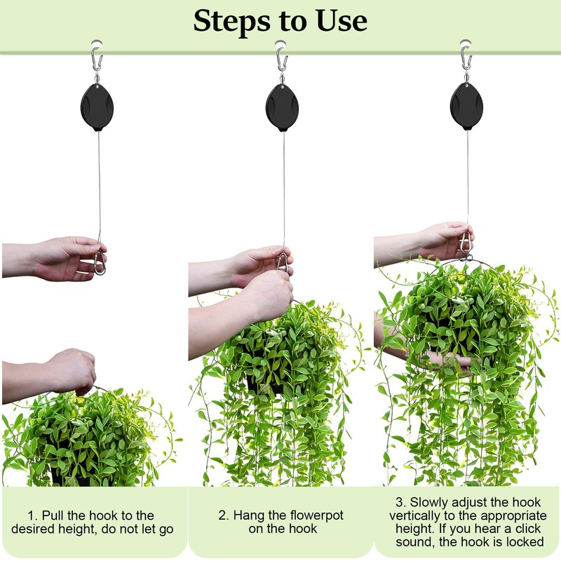 ZUZUAN 2Pcs Upgraded Heavy Duty Retractable Plant Hanger,Plant Pulleys for
