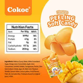 COKOC Peelable Gummies Mango,Peeling Gummies Mango Candy,Individual Packaging 2.64oz Bag Fruit Peelable Candy(Pack of 3)