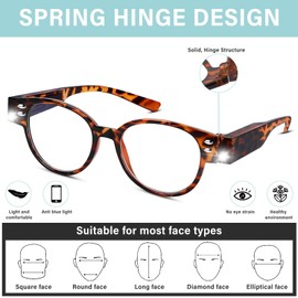 Reading Glasses with Light Bright LED Lighted Magnifier Reader Glasses with Light in The Fame Bright LED Readers for Men Women Blue Light Blocking Anti Eyestrain Eyeglasses Lighted Nighttime(+350)