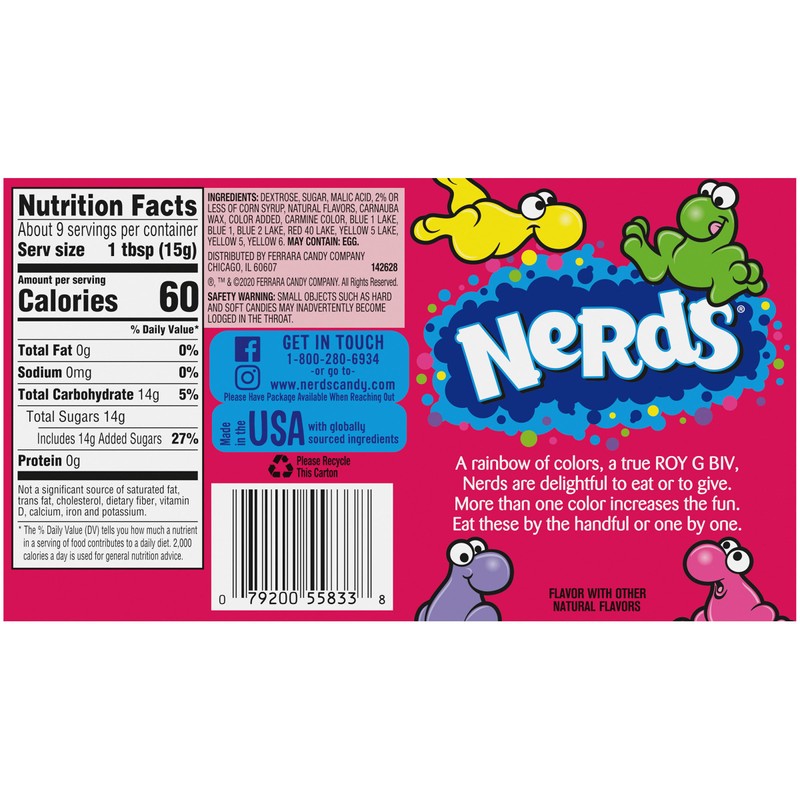 Wonka Nerds Rainbow Video Box 141.7g (5oz) - Pack of