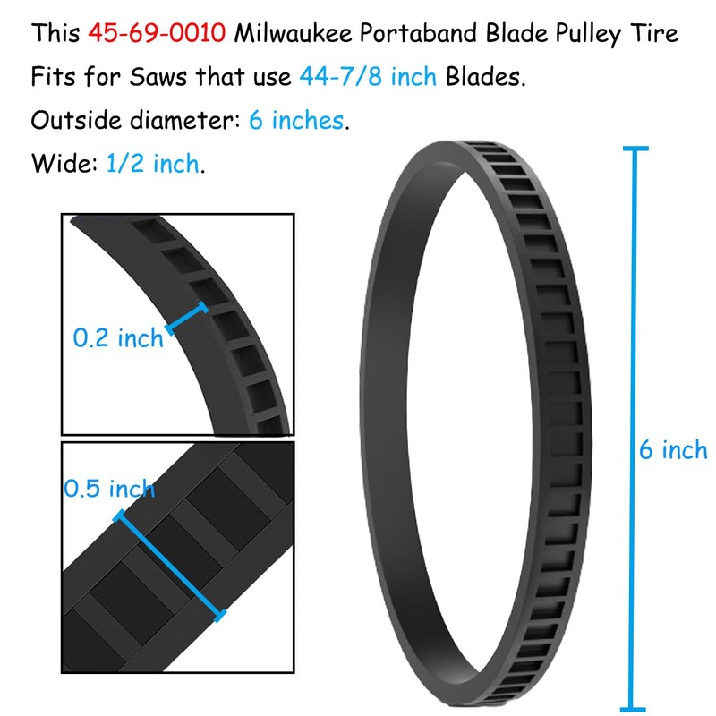 4 PCS 45-69-0010 for Milwaukee Pulley Tires Replacement Portaband Saw