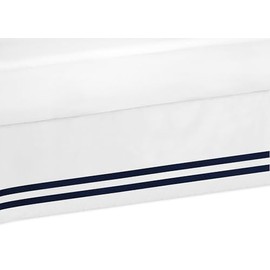 Navy and White Queen Bed Skirt for Anchors Away Nautical Boys Bedding Sets