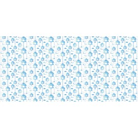 Lunarable Oriental Pencil Pen Holder, Eastern Theme Celebration Pale Toned Composition Folkloric Look Print, Ceramic Pencil Holder for Desk Office Accessory, 3.6" X 3.2", Pale Green White Blue