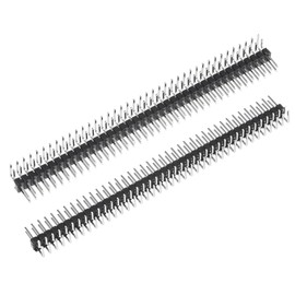 sourcing map Right Angle Header Pin 80P 2 Row 2.54mm Pitch Silver Tone Pin for PCB 4pcs