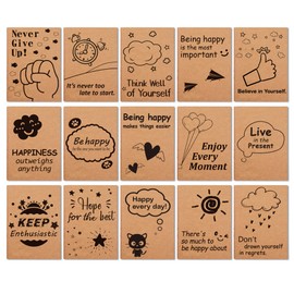 feela 15 Pack A6 Kraft Notebooks, 15 Designs Cute Mini Pocket Notebooks and Journals, Lined Motivation Small Journal Notebook Notepad Bulk for School Supplies Women Taking Memos, 4.1X5.8 in, 80 Pages