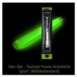 Set of 10 – Power Glow Stick/Tactical Light in Military Standard – Green Luminous (6 Inches / 15 cm) – Individually Packed – Minimum 12 Hours Lighting Time