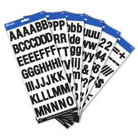 BAZIC Alphabet Numbers Stickers Black Colors, 1" A to Z 0 to 9 Self-Adhesive Sticker for DIY Cards (346/Pack), 1-Pack