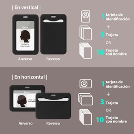 BONE Portacredenciales retráctil con cordón - Portacredenciales con estuche delgado, gran capacidad, ranura para varias tarjetas, correa de cordón intercambiable - Negro