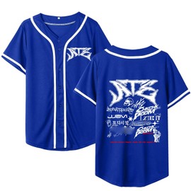 Outofgas SKZ Shirt New Album ATE Baseball Jersey Felix Hyunjin Bangchan LeeKnow Minho Jisung Support Tee for Women Blue