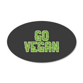 CafePress Go Vegan 20"x12" Oval Wall Decal, Vinyl Wall Peel, Reusable Cling