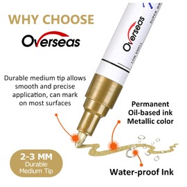 Overseas 54 Colors Paint Pens, Oil Based Assorted Colors Permanent Markers - Medium Tip, Quick Dry, Waterproof Paint Markers for Metal, Wood, Plastic, Rock, Stone, Canvas, Glass, Rubber, Leather
