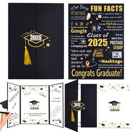 Holkcog Graduation Party Decorations, Black Gold Class of 2025 Congratulations Grad Alternative Signature Guest Book, 2025 Graduation Signing Card Board, 2025 Graduation Party Decor, Graduation Gifts