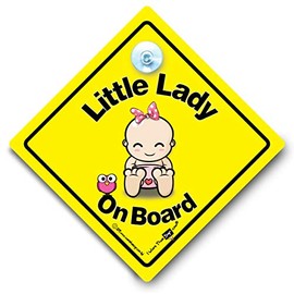 Little Lady On Board Car Sign, Baby on Board Sign Style Suction Cup Baby Sign