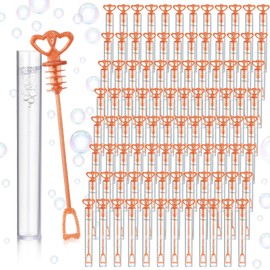 PullCrease 150 Pcs Bubble Wands Bulk for Wedding Party Mini Heart Wand with Bubble Solution for Wedding Bridal Showers Valentine Anniversary Graduation Birthday Supplies(Rose Gold,Double Heart)