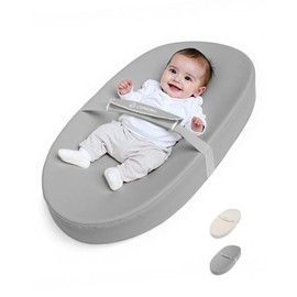 COMOMY Baby Changing Pad with Wipeable & Waterproof PU Cover, Contoured Diaper Changing Pad for Dresser with Non-Slip Safety Belt, Portable and Lightweight, Large Cushioned Foam, Gray