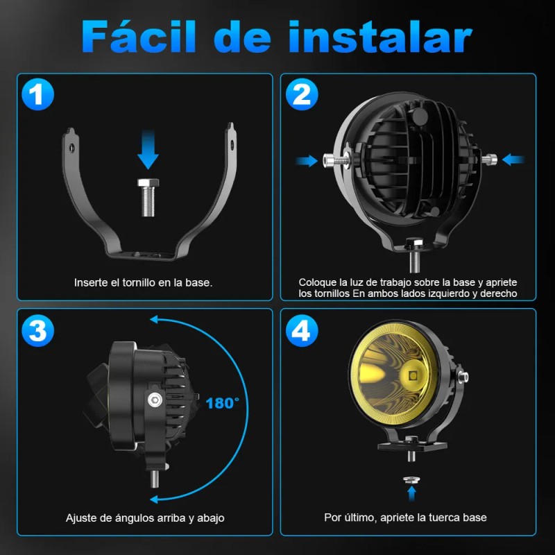 Par 4''faros Auxiliares Redondos Led Niebla Jeep Wrangler .