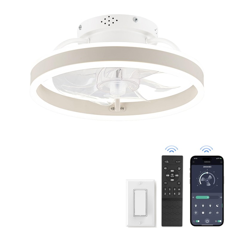 ZMISHIBO Low Profile Ceiling Fans with Lights and Remote, 13