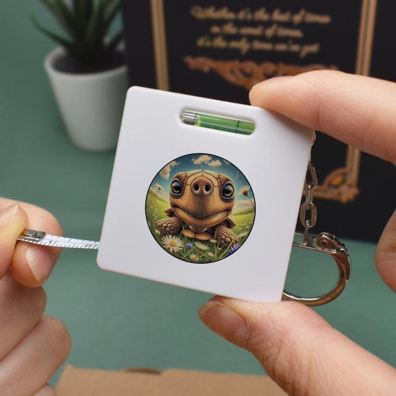 'Smiling Tortoise' Keyring Tape Measure/Spirit Level Tool (KM00041692)