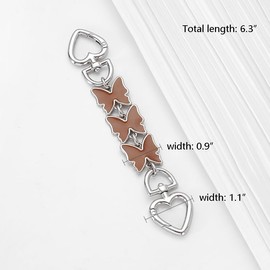 AUMEY Butterfly Purse Extension Chain,Metal Shoulder Extension Handbag Replacement Strap, Bag Strap Extender Accessory (Style3-Silver+Brown)