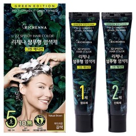 Richena Easy Speedy Hair Color Green Edition Dye, Soft Brown, 1 Piece / 리체나 이지스피디 헤어칼라 그린 에디션 염색제, 부드러운갈색, 1개