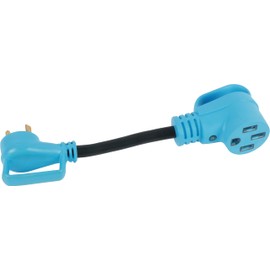 MAKERZ 218 Heavy-Duty RV Adapter Cord with Powered Connection Indicator Light - 12" Length, 30A to 50A, NEMA TT-30P to NEMA 14-50R, STW-Rated/ETL-Certified