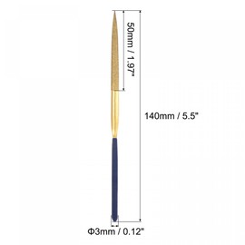 sourcing map Diamond Needle Files, 3mm x 140mm Titanium Coated Half Round Files Hand Tool with TPU Handle for Metal Stone Wood 5pcs