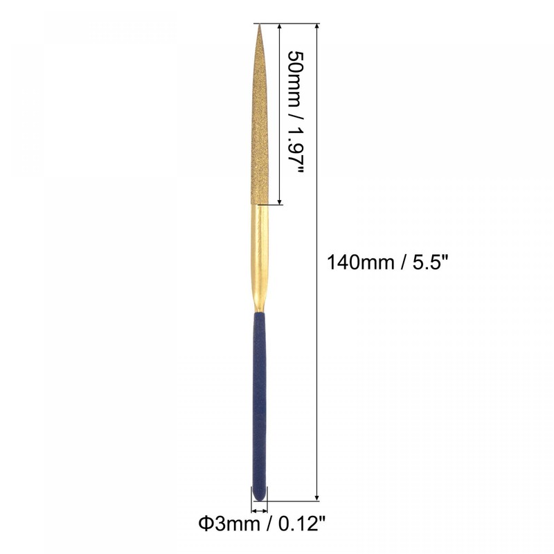sourcing map Diamond Needle Files, 3mm x 140mm Titanium Coated