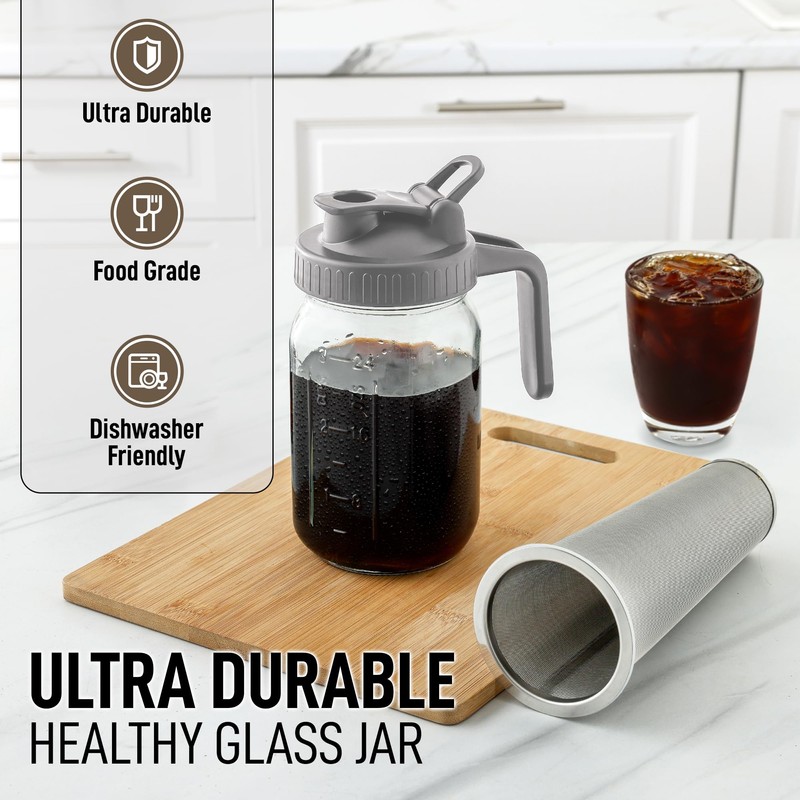 Zulay Premium Cold Brew Coffee Maker - 32oz Mason Jar