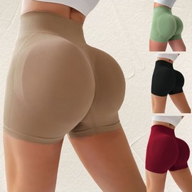 Women's High-Waisted Quick-Dry Breathable Yoga Shorts with Peach Lift Design XL/Green 5ea