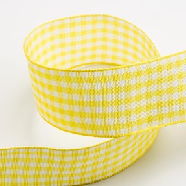 Yellow Gingham Ribbon 9mm x 10 Metres