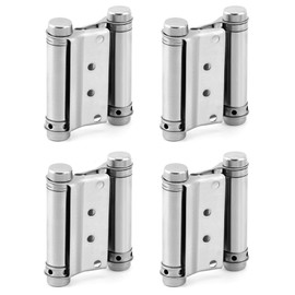 QWORK Heavy Duty Cafe Saloon Bars Door Swing Hinges, 4 Pack 3" Stainless Steel Self Closing Swing Hinges, Double Action Spring Door Hinges