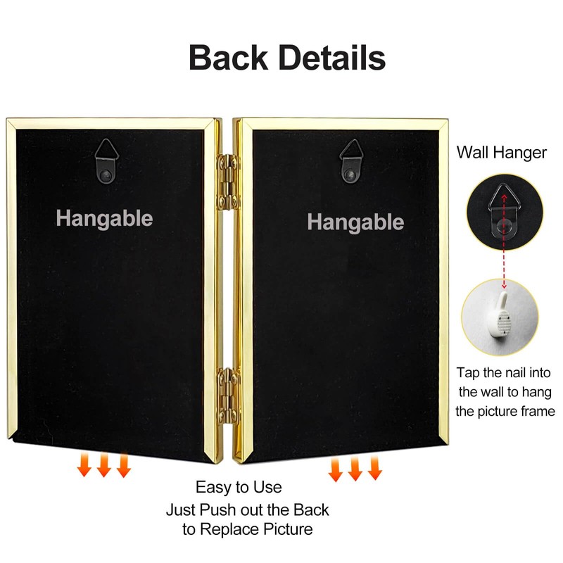 HIKWADERY 8x10 Picture Frame Double Hinged Folding, Elegant Thin Edge