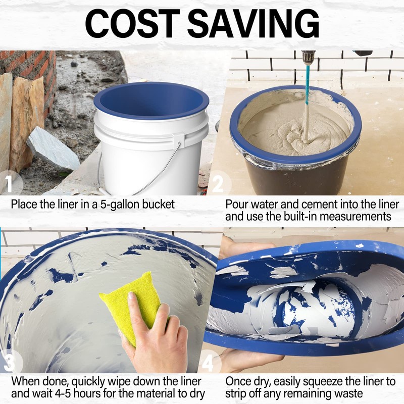 5 Gallon Bucket Liner Reusable Rubber Liner for Concrete Thinset