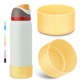 2PCS Glitter Silicone Boot for Owala Water Bottle 24 oz 32 oz 40 oz, Anti-Slip Protective Sleeve for Owala Twist,FreeSip and Flip Stainless Steel Water Bottle, BPA-Free, Dishwasher Safe, Accessories