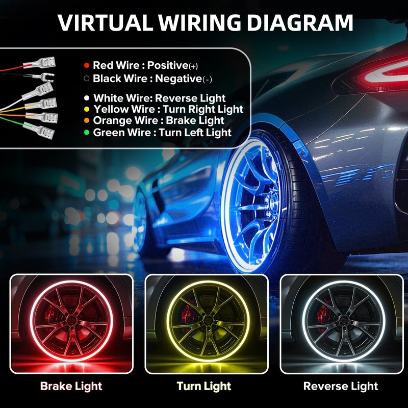 Tavaray 4PCS 14" RGB LED Wheel Ring Lights with APP