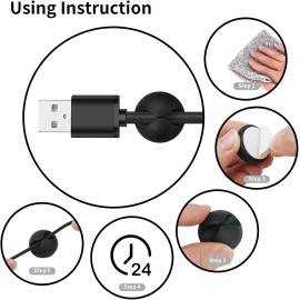 Flezoo Cord Holder Cable Clips, 12PCS Black Adhesive Cord Organizer Charger Holder