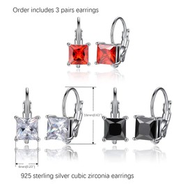 Salanda Crystal Drop Earrings Set, Silver Plated Dangle Birthstone Earrings for Women Girls, mm, Silver, Crystal