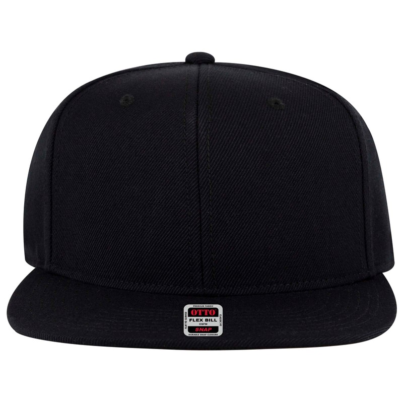 Otto Flat Visor Snapback Cap, Black and inner brim green
