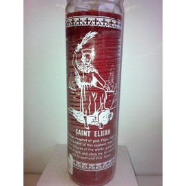Saint Elijah (San Elias) 7 Day 1 Color Unscented Red Candle in Glass