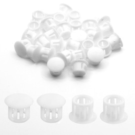 Suiwotin 30PCS 10mm (3/8'') White Plastic Flush Type Hole Plugs, Snap in Locking Hole Tube, Furniture Fencing Post Pipe Insert End Caps