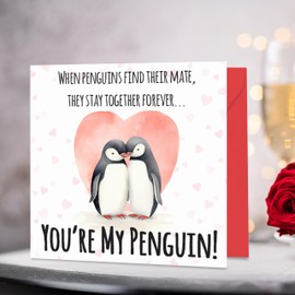 Penguin Valentine's Day Card for Him or Her - Youre My Penquin Valentine Valentines Card for Girlfriend Boyfriend Husband or Wife Valentine's Day Card for Fiance Fiancee Romantic Valentine's Day Card