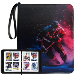 Hockey Cards Binder 400 Pockets, Trading Cards Holder Card Collectors Album,Trading Card Binder 4 Pocket with 50 Removable Sleeves for Basketball Card and Sports Card