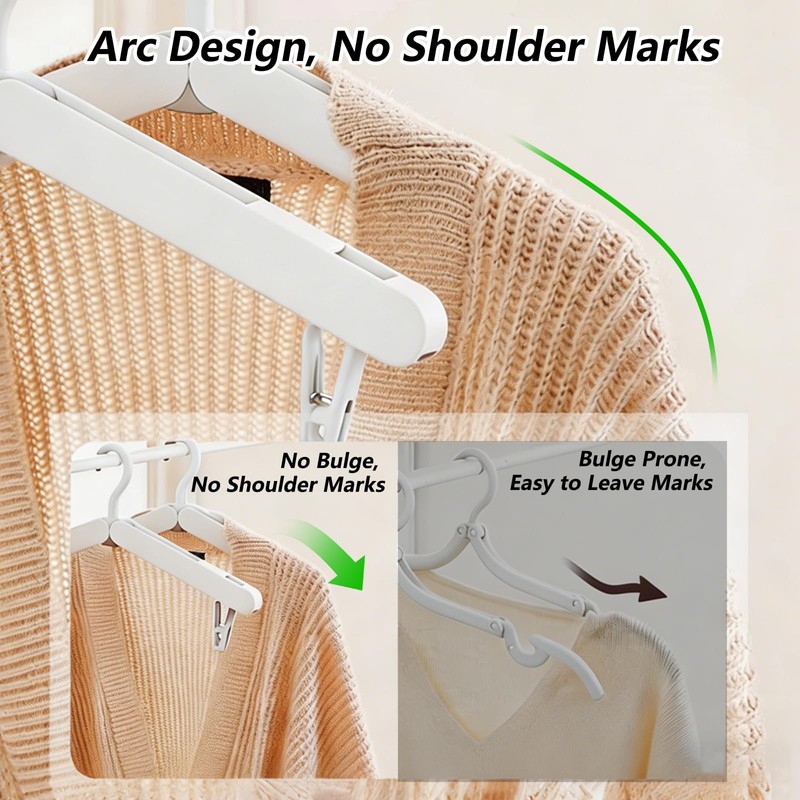 SALLO Foldable Travel Hangers with Clips, 4 Pack Beige