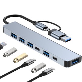 Yarazora Hub USB C 3.0 7 en1, Adaptador USB a Tipo C Multipuerto con 1 Puerto USB 3.0, 4 Puertos USB 2.0, 2 Puerto Tipo C, Adaptador para MacBook...  