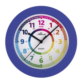 Atlanta 4483-5 Children's Wall Clock without Ticking for Boys Blue