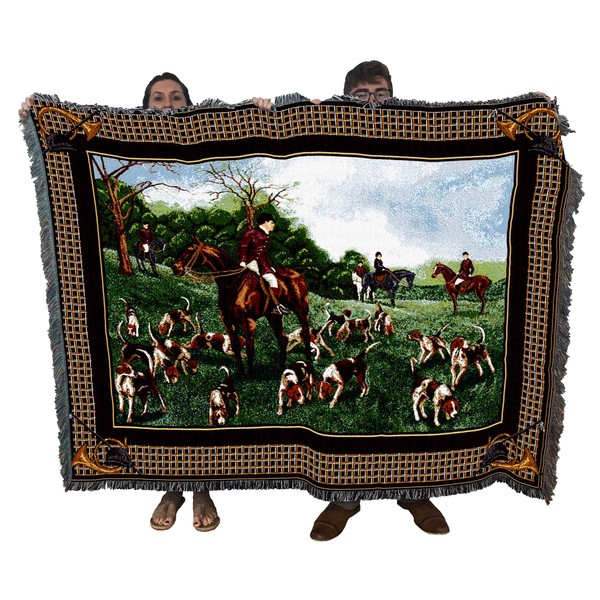 Pure Country Weavers The Fox Hunt Blanket - Wildlife Lodge Cabin Gift Tapestry Throw Woven from Cotton - Made in The USA (72x54)