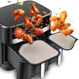 2 x ZauberFry Dauerbackmatte Silikon Backmatte kompatibel mit Tefal Dual Easy Fry XXL 11L Heißluftfritteuse EY9428 / EY942BE0 Antihaft, Silikonmatte, Lebensmittelecht und Hitzebeständig, Zubehör